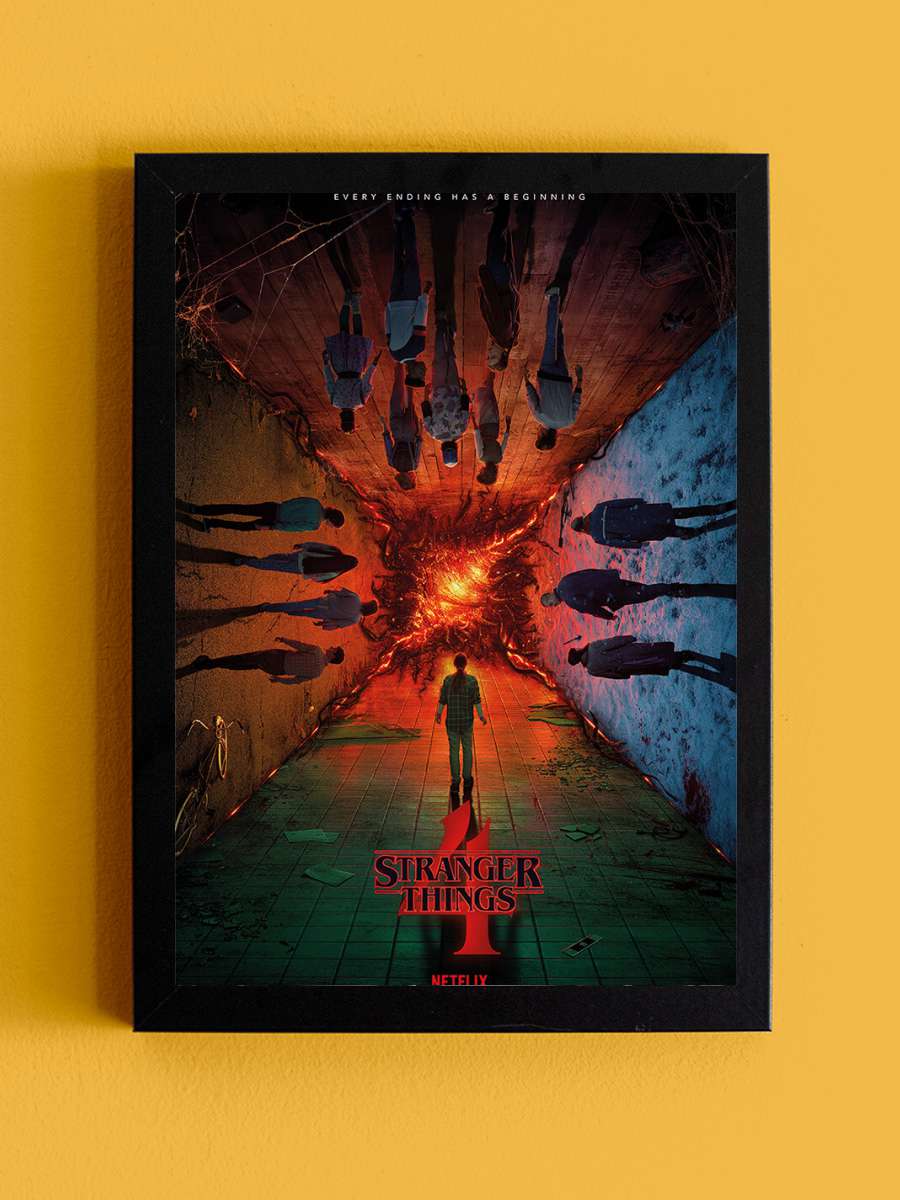 Stranger Things: Season 4 - Every Ending Has A… Film Poster Tablo Siyah Çerçeveli Yüksek Kalite Film Duvar Tablo