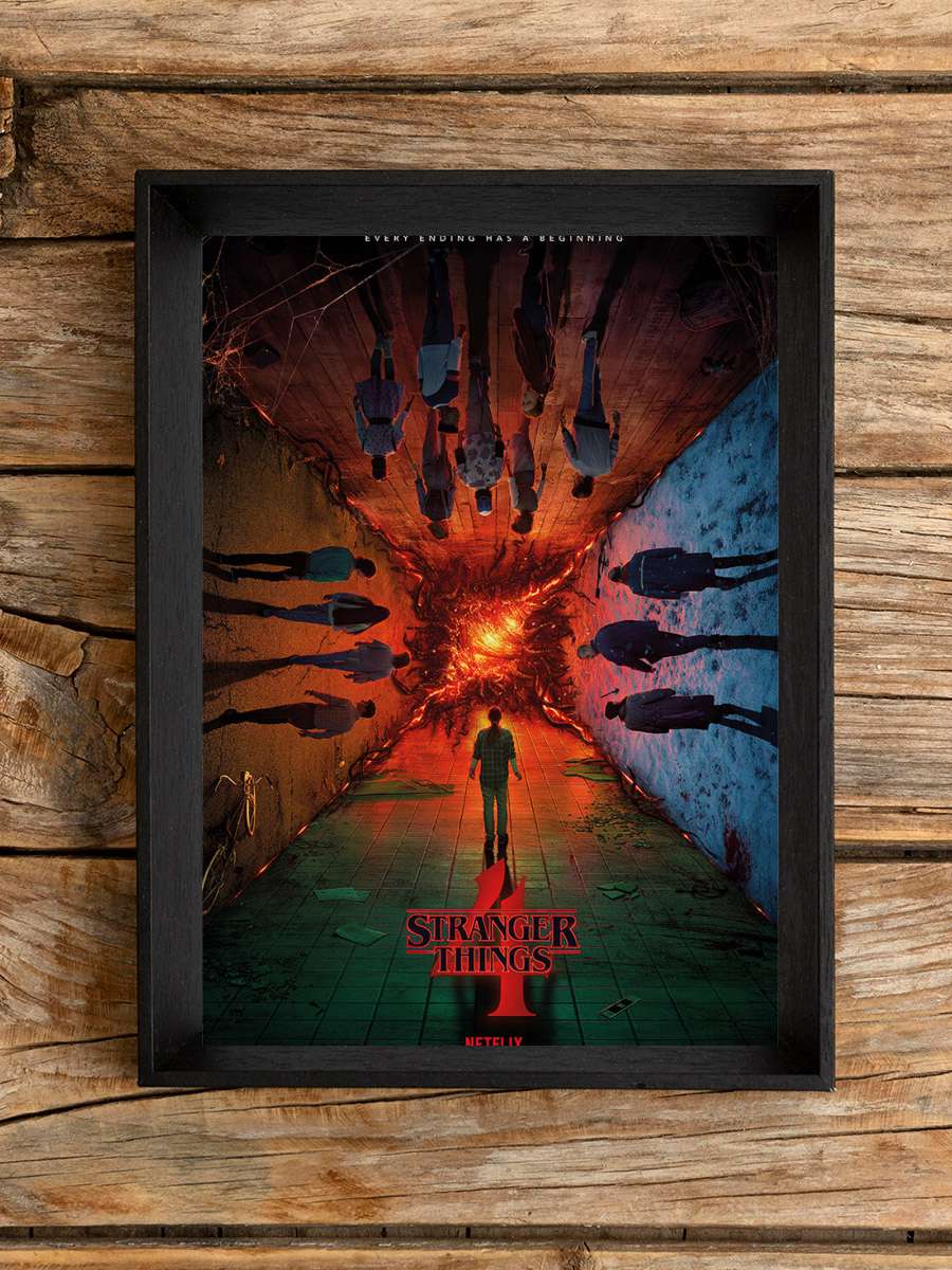 Stranger Things: Season 4 - Every Ending Has A… Film Poster Tablo Siyah Çerçeveli Yüksek Kalite Film Duvar Tablo