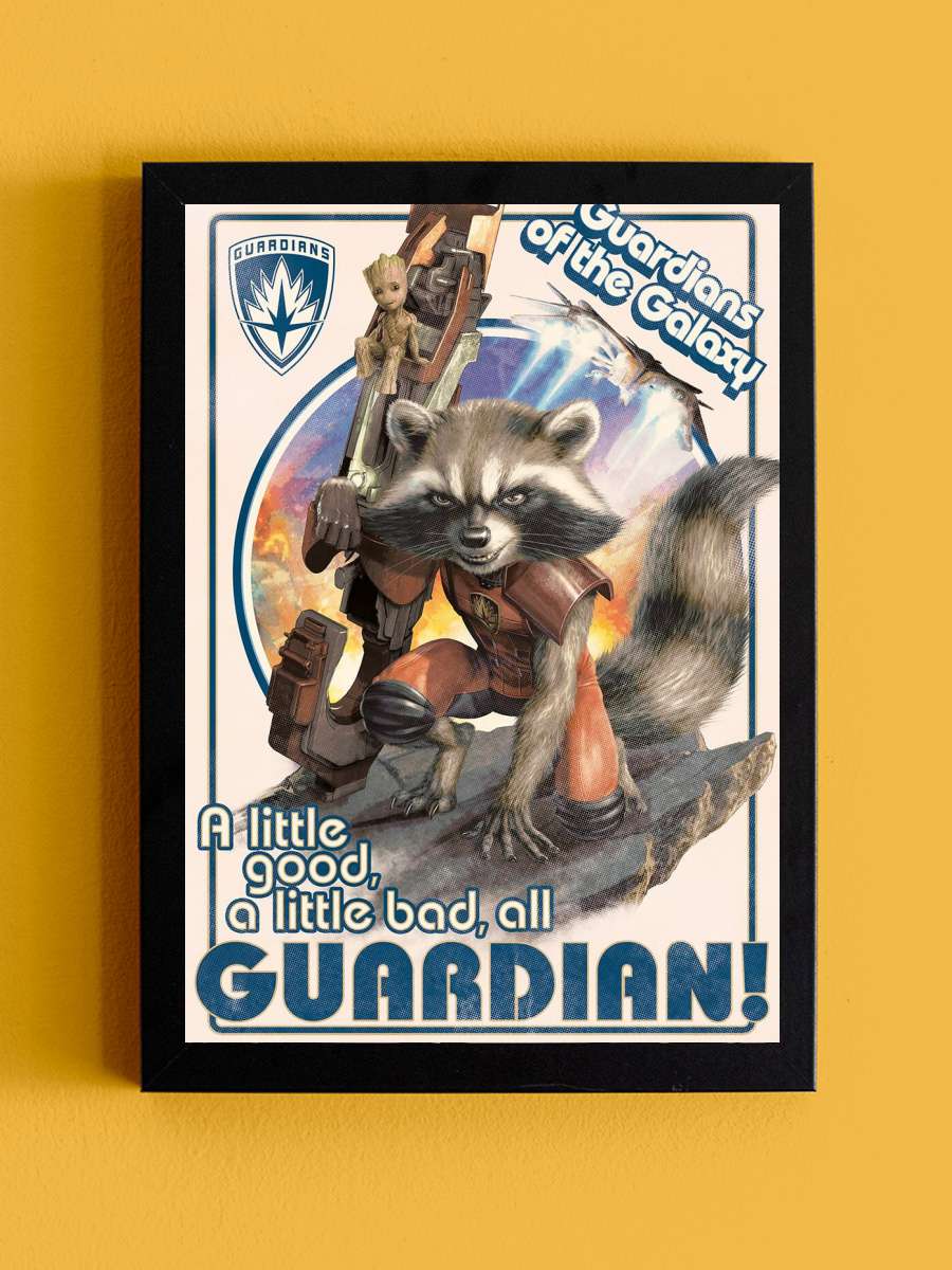 Guardians of the Galaxy - Rocket and Baby Groot Film Poster Tablo Siyah Çerçeveli Yüksek Kalite Film Duvar Tablo