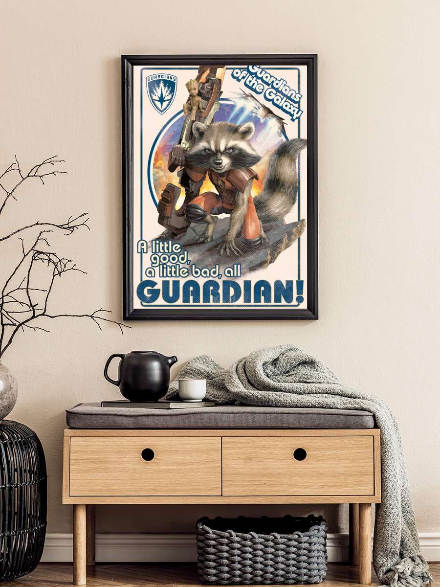 Guardians of the Galaxy - Rocket and Baby Groot Film Poster Tablo Siyah Çerçeveli Yüksek Kalite Film Duvar Tablo