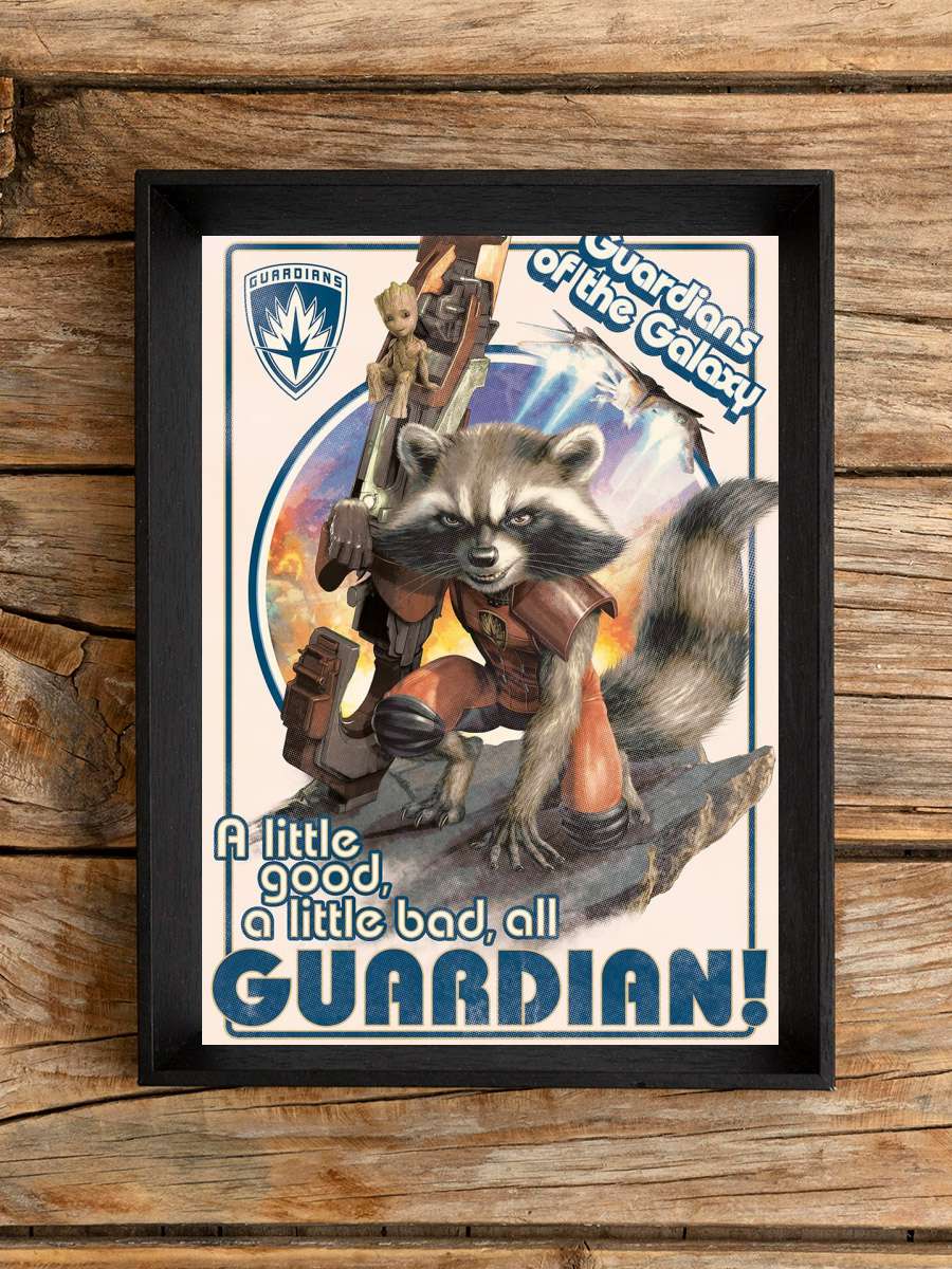 Guardians of the Galaxy - Rocket and Baby Groot Film Poster Tablo Siyah Çerçeveli Yüksek Kalite Film Duvar Tablo