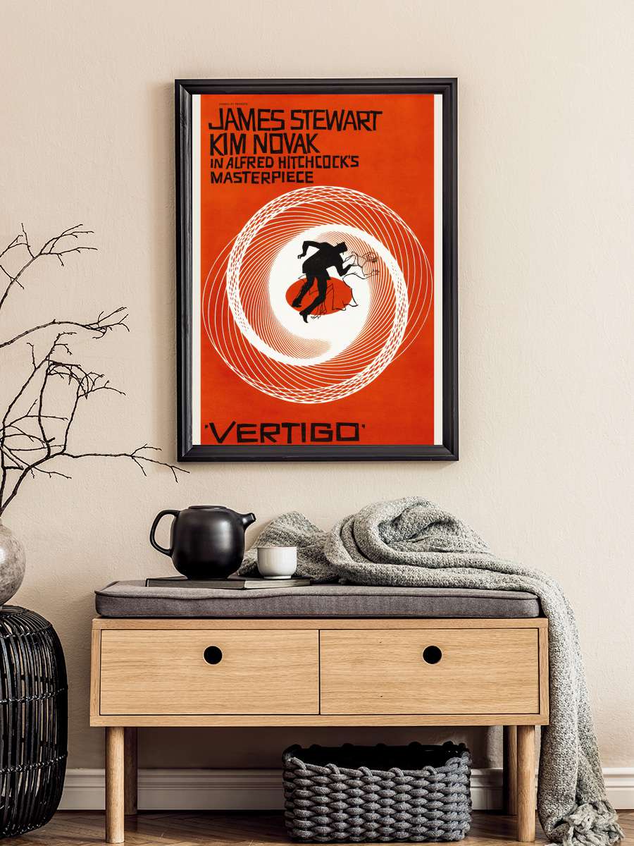 Vertigo, Alfred Hitchcock … (Vintage Cinema / Retro… Film Poster Tablo Siyah Çerçeveli Yüksek Kalite Film Duvar Tablo