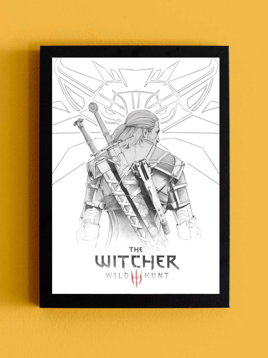 The Witcher - Geralt Sketch Film Poster Tablo Siyah Çerçeveli Yüksek Kalite Film Duvar Tablo