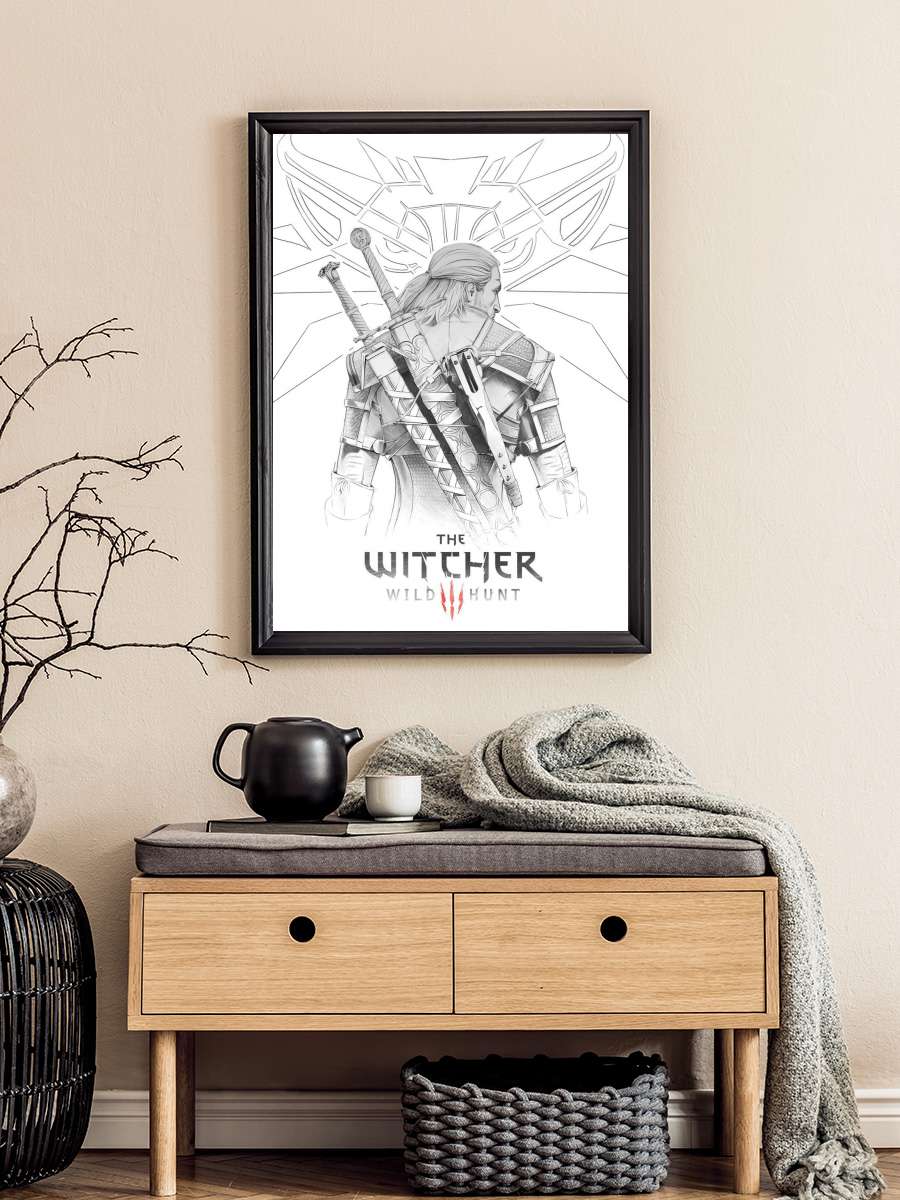 The Witcher - Geralt Sketch Film Poster Tablo Siyah Çerçeveli Yüksek Kalite Film Duvar Tablo