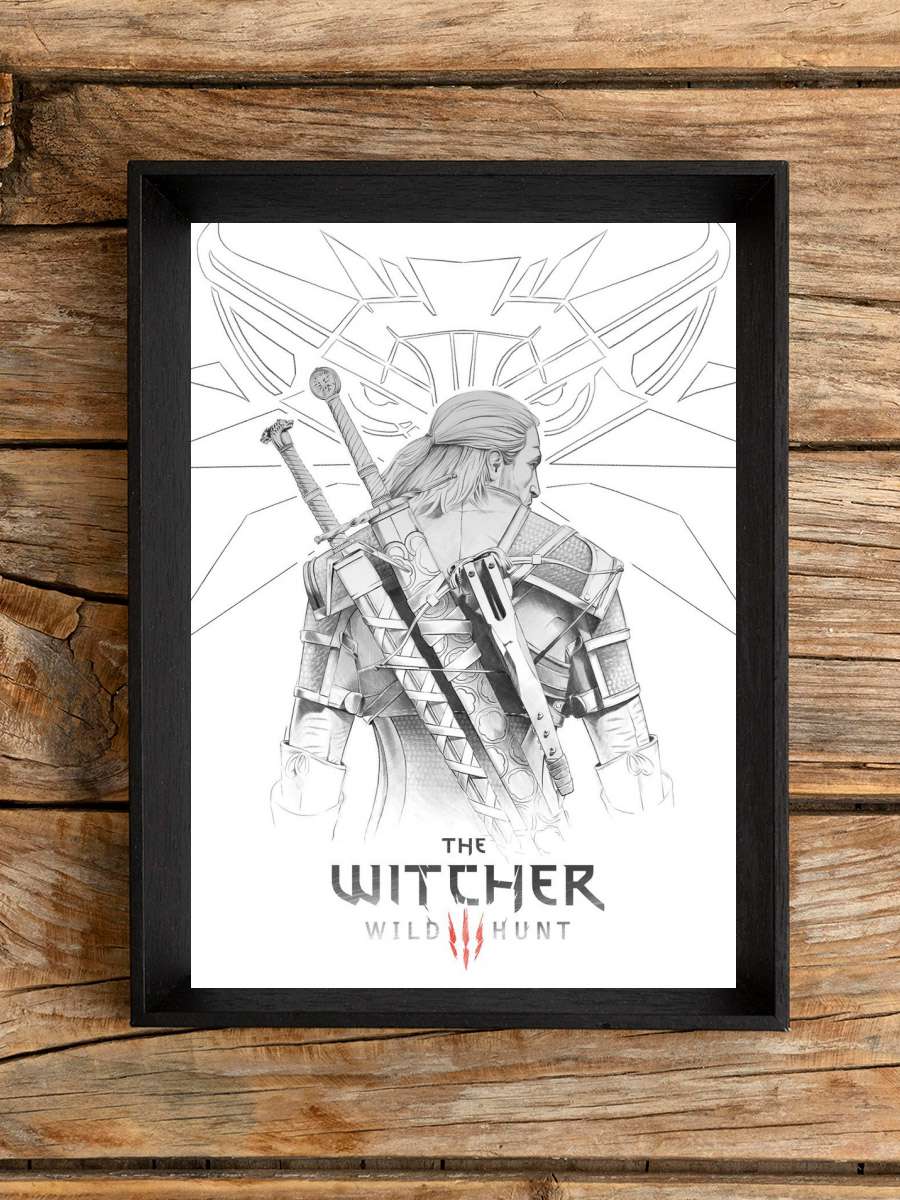 The Witcher - Geralt Sketch Film Poster Tablo Siyah Çerçeveli Yüksek Kalite Film Duvar Tablo