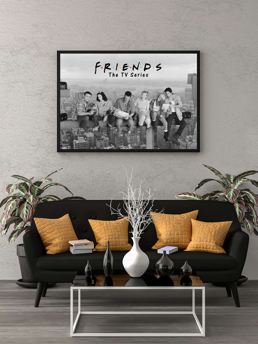 Friends - Lunch on a skyscraper Film Poster Tablo Siyah Çerçeveli Yüksek Kalite Film Duvar Tablo