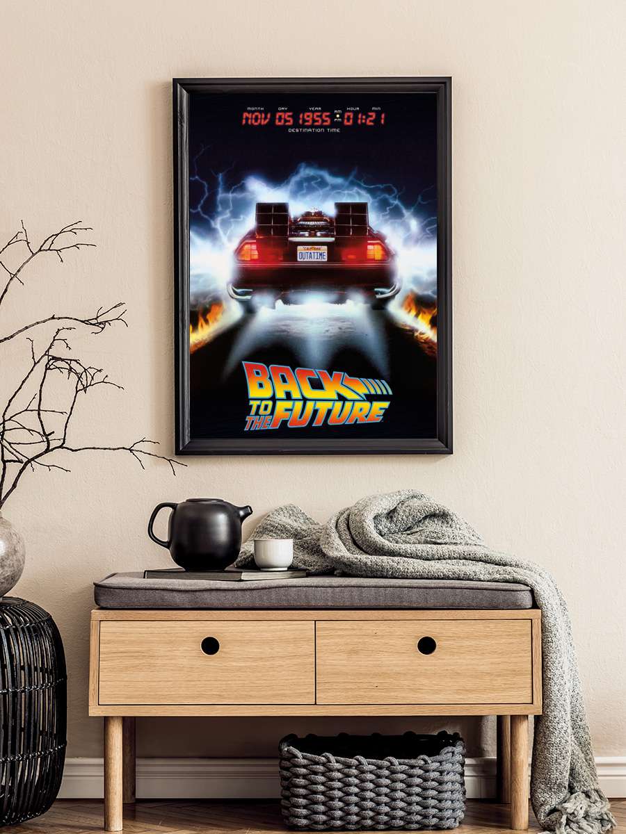 Back To The Future - Delorean Film Poster Tablo Siyah Çerçeveli Yüksek Kalite Film Duvar Tablo