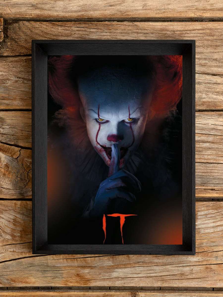 IT - Pennywise Film Poster Tablo Siyah Çerçeveli Yüksek Kalite Film Duvar Tablo