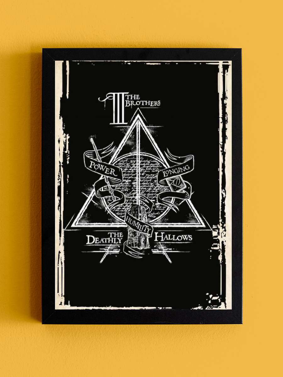 Harry Potter - Deathly Hallows Symbol Film Poster Tablo Siyah Çerçeveli Yüksek Kalite Film Duvar Tablo