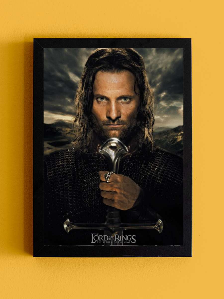 Lord of the Rings - Aragon Film Poster Tablo Siyah Çerçeveli Yüksek Kalite Film Duvar Tablo