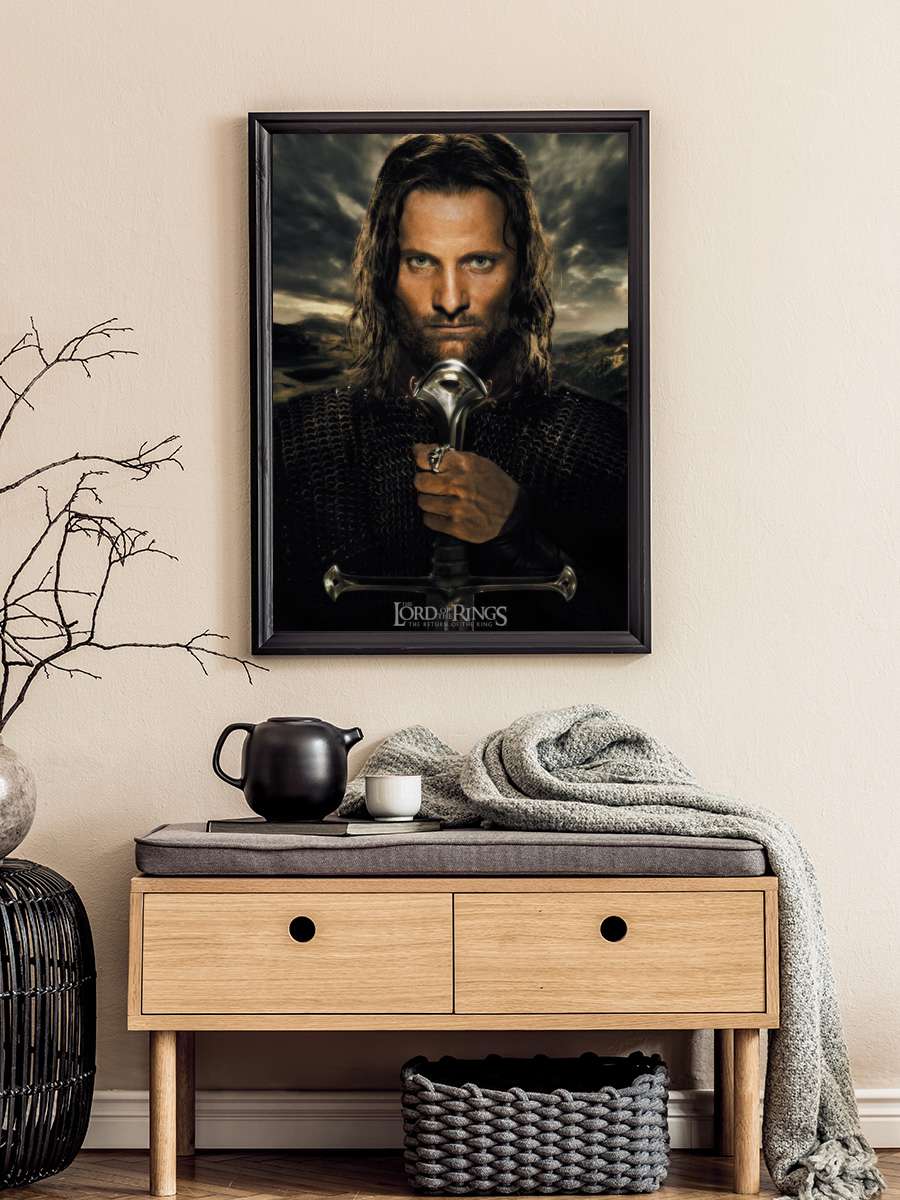 Lord of the Rings - Aragon Film Poster Tablo Siyah Çerçeveli Yüksek Kalite Film Duvar Tablo