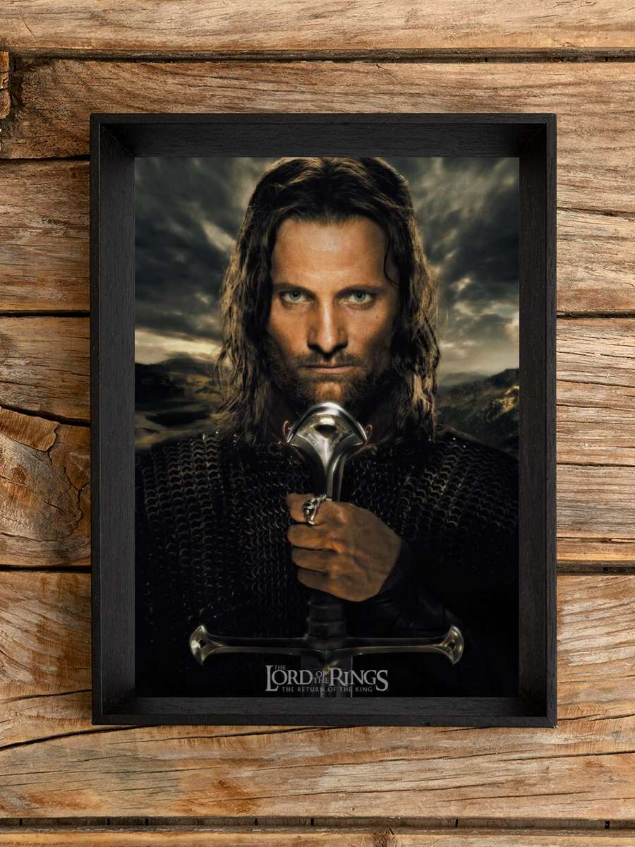 Lord of the Rings - Aragon Film Poster Tablo Siyah Çerçeveli Yüksek Kalite Film Duvar Tablo