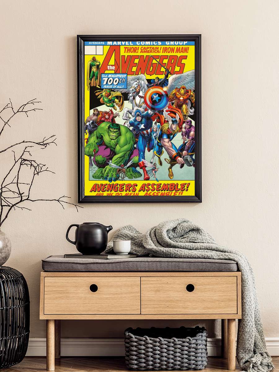 Avengers - 100th Issue Film Poster Tablo Siyah Çerçeveli Yüksek Kalite Film Duvar Tablo