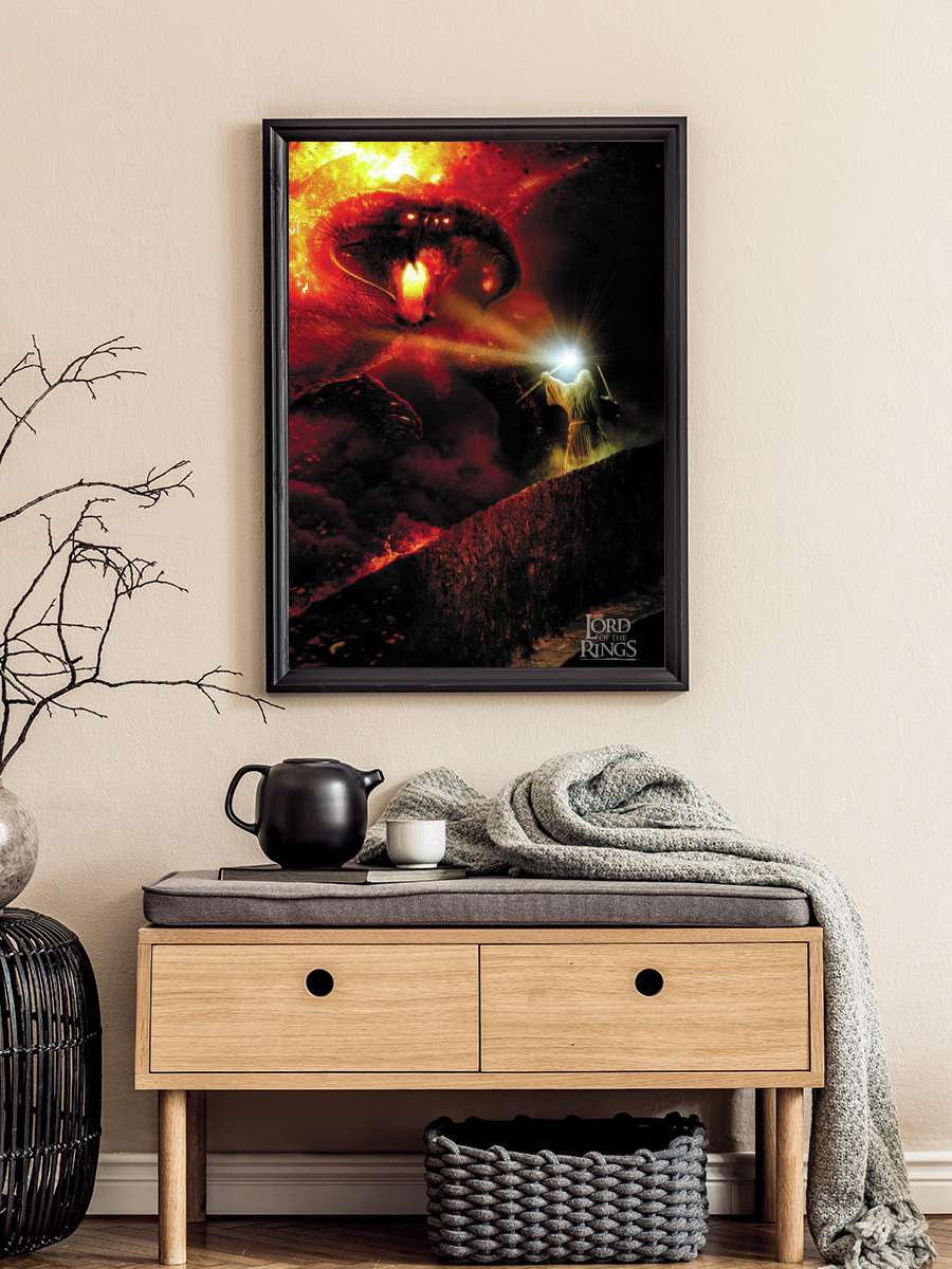 The Lord of the Rings - Balrog Film Poster Tablo Siyah Çerçeveli Yüksek Kalite Film Duvar Tablo