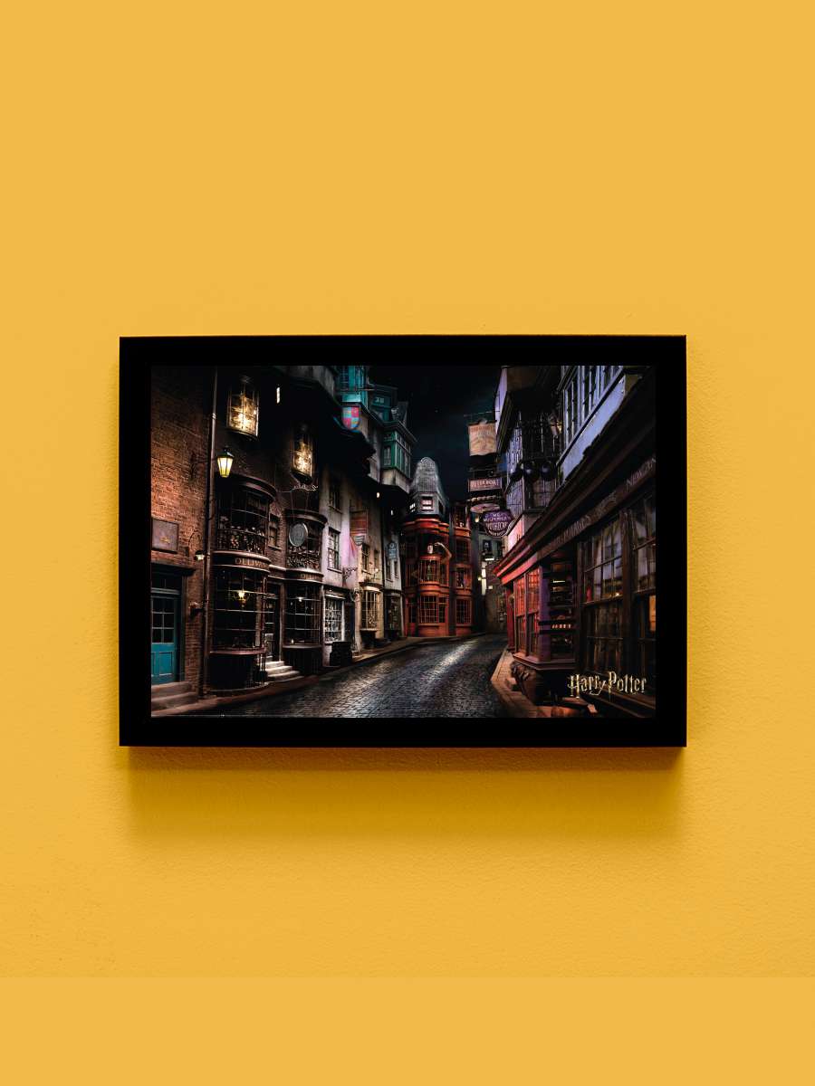 Harry Potter - Diagonal Alley Film Poster Tablo Siyah Çerçeveli Yüksek Kalite Film Duvar Tablo