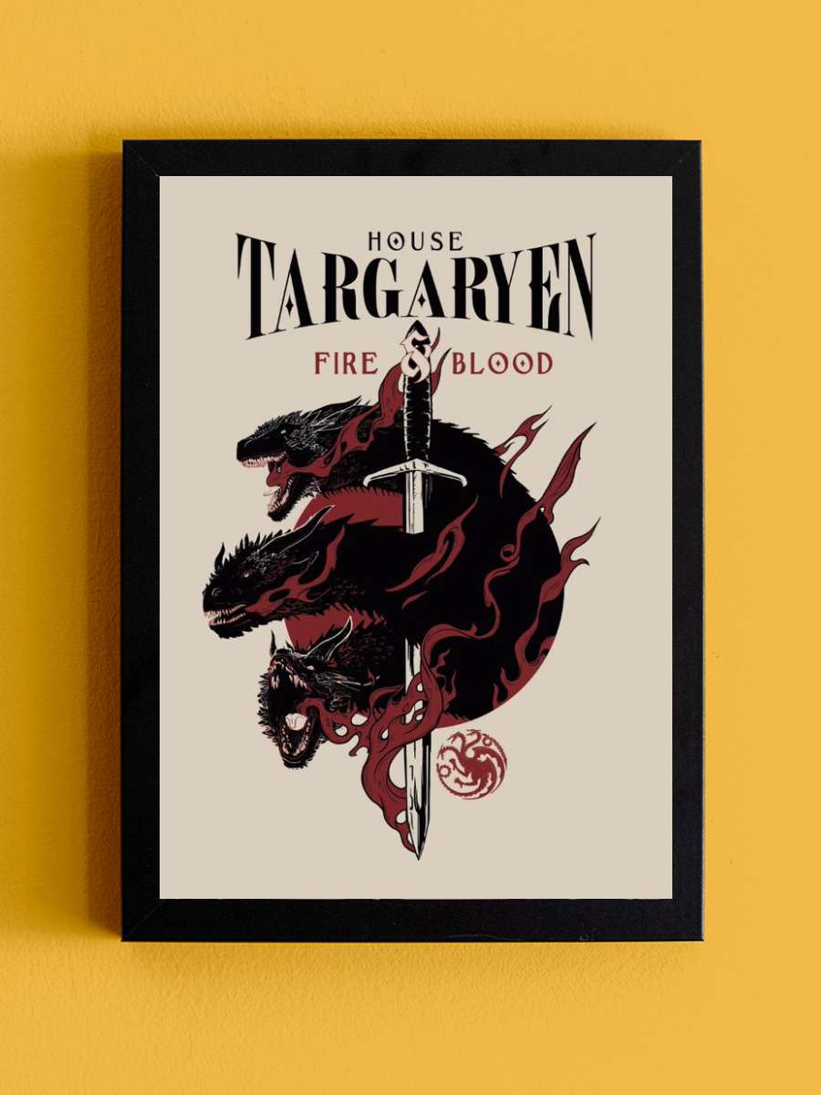 Game of Thrones - House Targaryen Film Poster Tablo Siyah Çerçeveli Yüksek Kalite Film Duvar Tablo