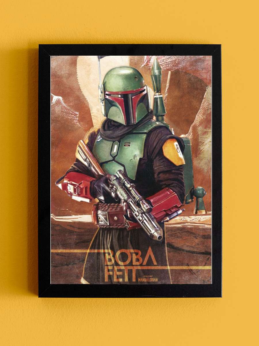 Star Wars: The Mandalorian - Boba Fett Film Poster Tablo Siyah Çerçeveli Yüksek Kalite Film Duvar Tablo