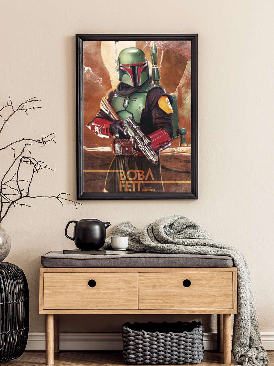 Star Wars: The Mandalorian - Boba Fett Film Poster Tablo Siyah Çerçeveli Yüksek Kalite Film Duvar Tablo