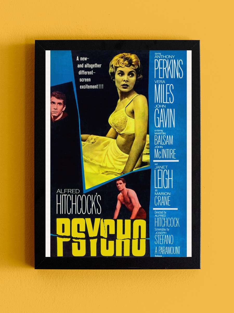 Psycho, Alfred Hitchcock … (Vintage Cinema / Retro Movie… Film Poster Tablo Siyah Çerçeveli Yüksek Kalite Film Duvar Tablo