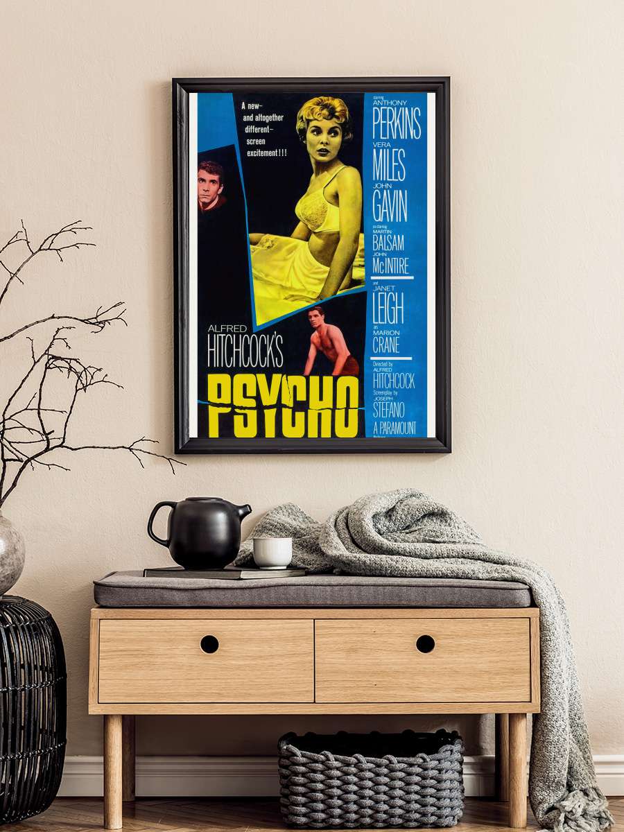 Psycho, Alfred Hitchcock … (Vintage Cinema / Retro Movie… Film Poster Tablo Siyah Çerçeveli Yüksek Kalite Film Duvar Tablo