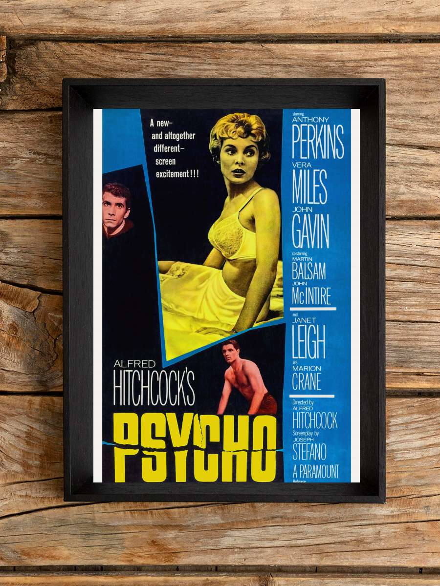 Psycho, Alfred Hitchcock … (Vintage Cinema / Retro Movie… Film Poster Tablo Siyah Çerçeveli Yüksek Kalite Film Duvar Tablo