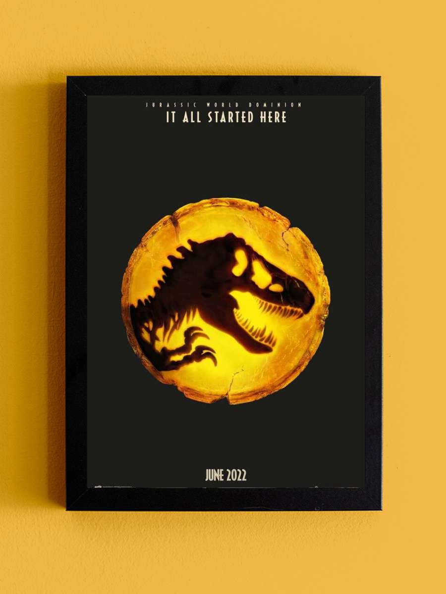 Jurassic World: Dominion Film Poster Tablo Siyah Çerçeveli Yüksek Kalite Film Duvar Tablo