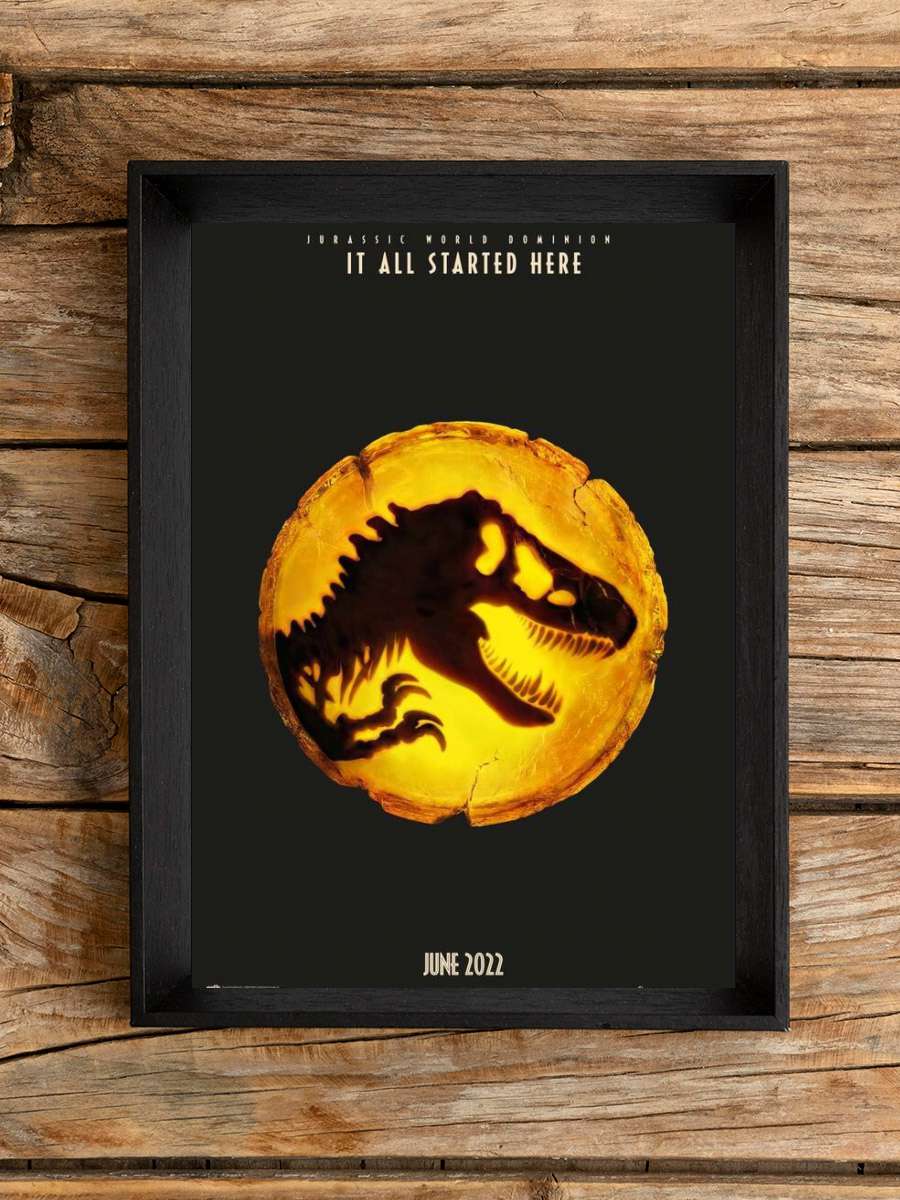 Jurassic World: Dominion Film Poster Tablo Siyah Çerçeveli Yüksek Kalite Film Duvar Tablo