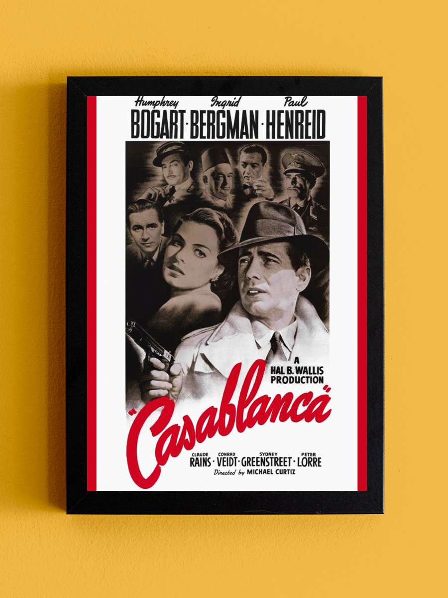 Casablanca (Vintage Cinema /… / Retro Theatre Poster) Film Poster Tablo Siyah Çerçeveli Yüksek Kalite Film Duvar Tablo