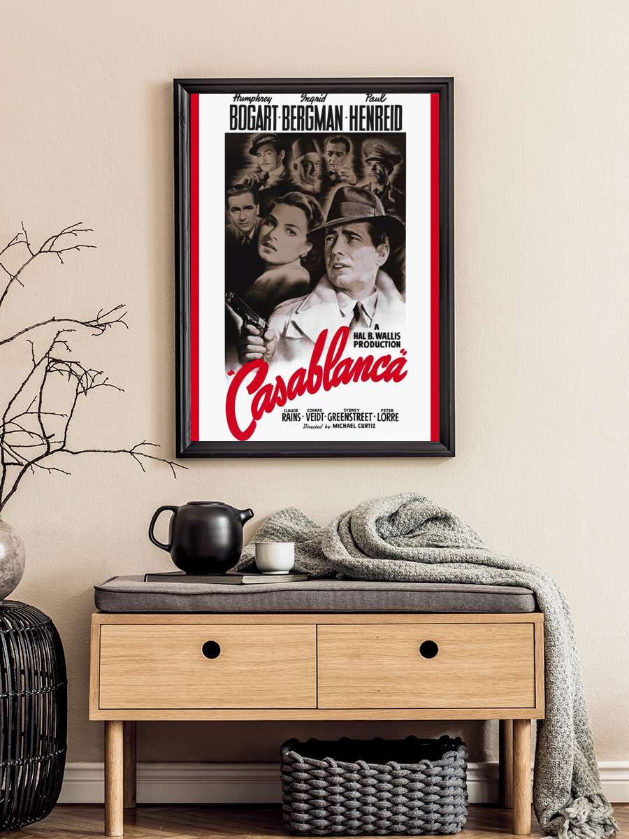 Casablanca (Vintage Cinema /… / Retro Theatre Poster) Film Poster Tablo Siyah Çerçeveli Yüksek Kalite Film Duvar Tablo