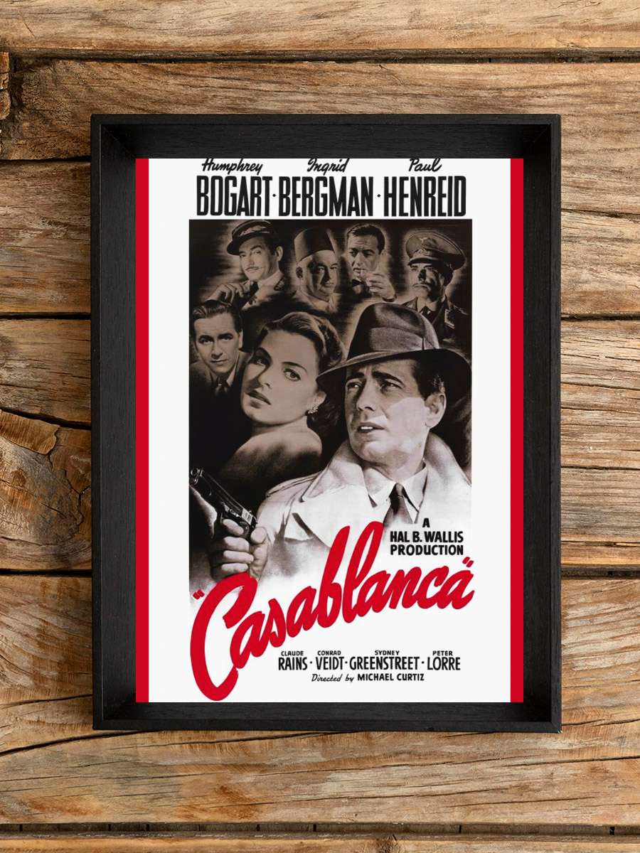 Casablanca (Vintage Cinema /… / Retro Theatre Poster) Film Poster Tablo Siyah Çerçeveli Yüksek Kalite Film Duvar Tablo