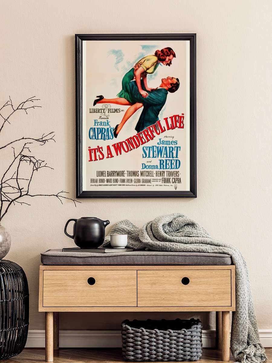 It's a Wonderful Life (Vintage… (Vintage Cinema / Retro Movie… Film Poster Tablo Siyah Çerçeveli Yüksek Kalite Film Duvar Tablo