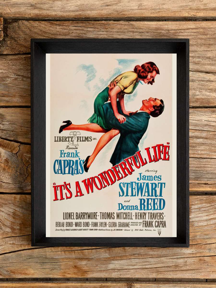 It's a Wonderful Life (Vintage… (Vintage Cinema / Retro Movie… Film Poster Tablo Siyah Çerçeveli Yüksek Kalite Film Duvar Tablo