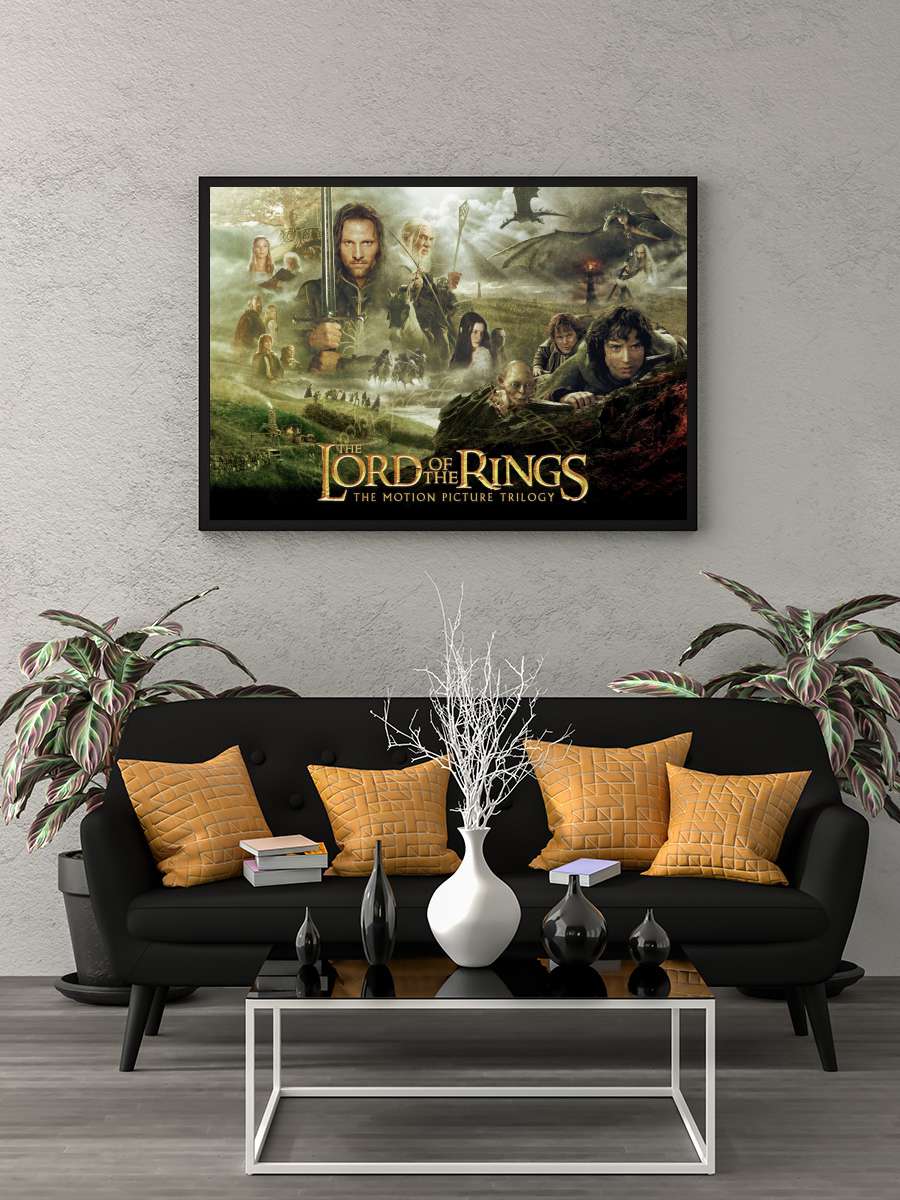 The Lord of the Rings - Trilogy Film Poster Tablo Siyah Çerçeveli Yüksek Kalite Film Duvar Tablo