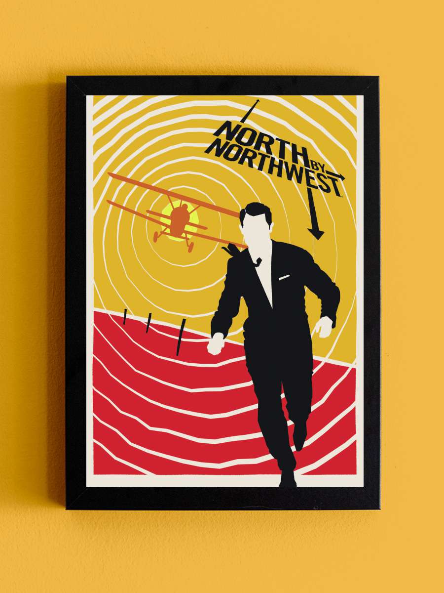 North by Northwest - Alfred… Alfred Hitchcock Film Poster Tablo Siyah Çerçeveli Yüksek Kalite Film Duvar Tablo