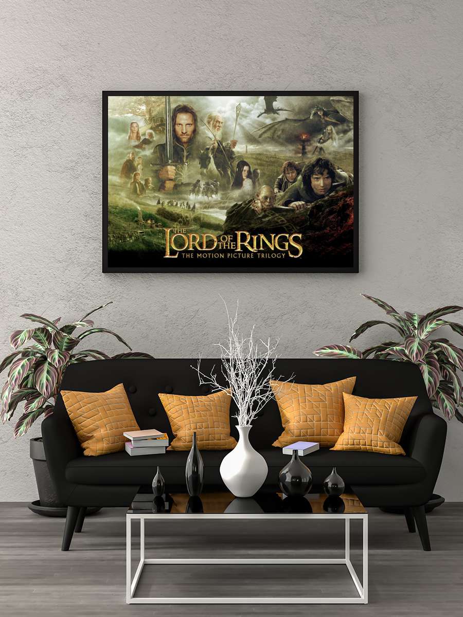 Lord of the Rings - Trilogy Film Poster Tablo Siyah Çerçeveli Yüksek Kalite Film Duvar Tablo