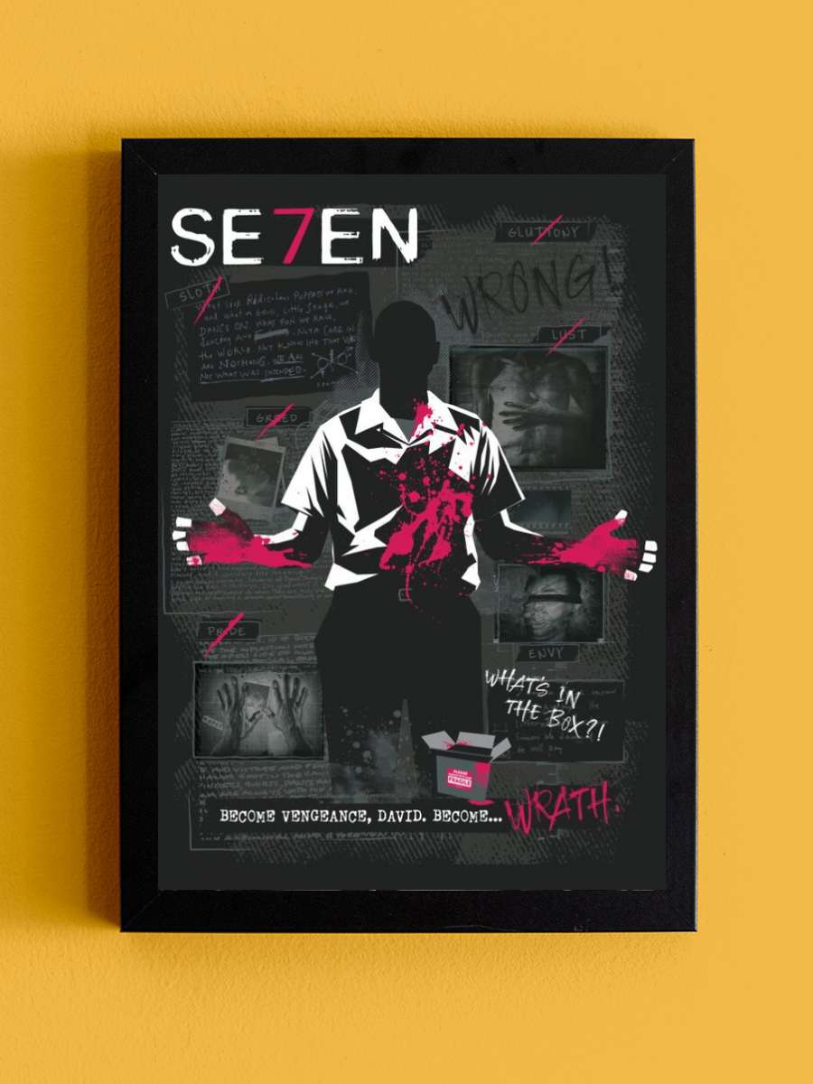 Se7en - What's in the box? Film Poster Tablo Siyah Çerçeveli Yüksek Kalite Film Duvar Tablo