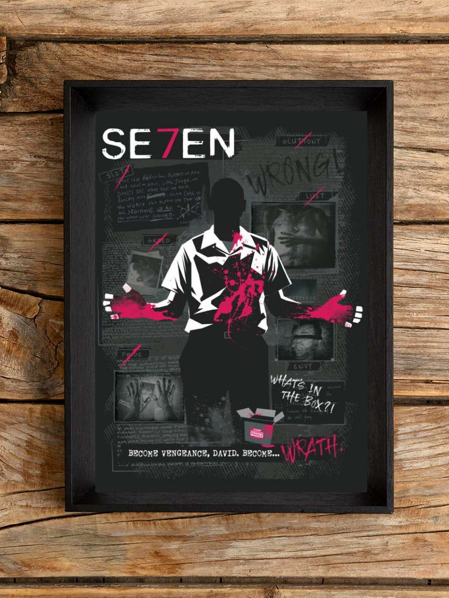 Se7en - What's in the box? Film Poster Tablo Siyah Çerçeveli Yüksek Kalite Film Duvar Tablo