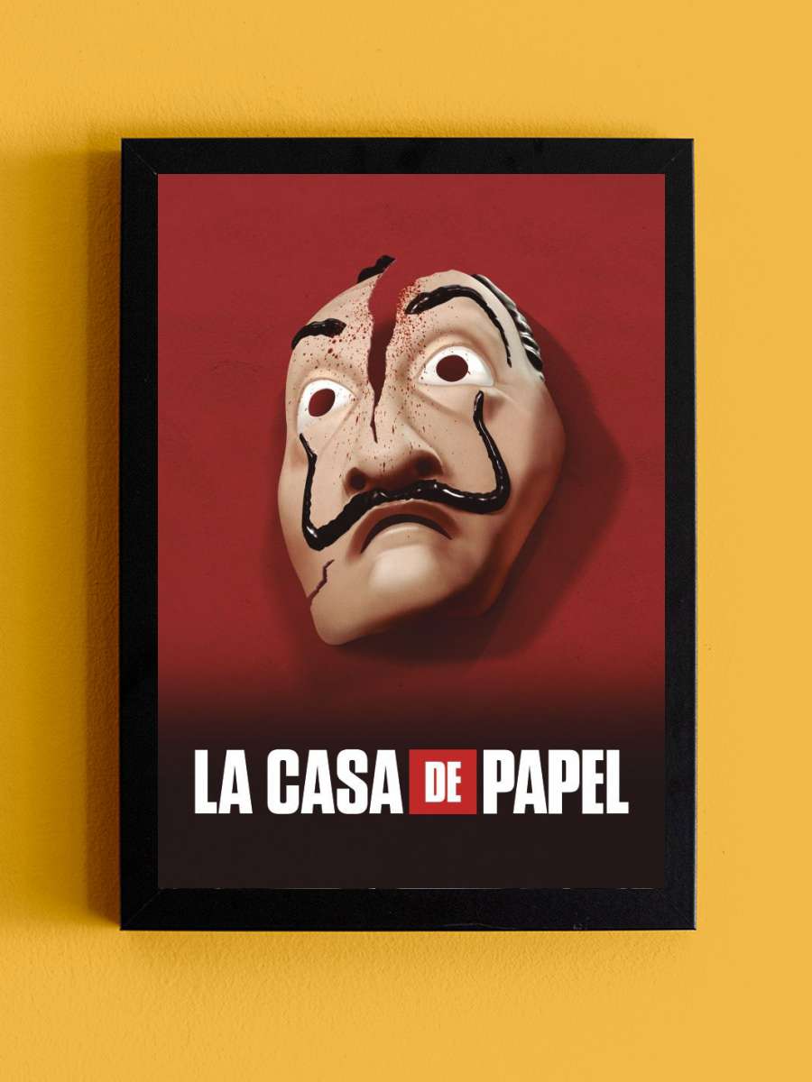 Money Heist - Mask Film Poster Tablo Siyah Çerçeveli Yüksek Kalite Film Duvar Tablo