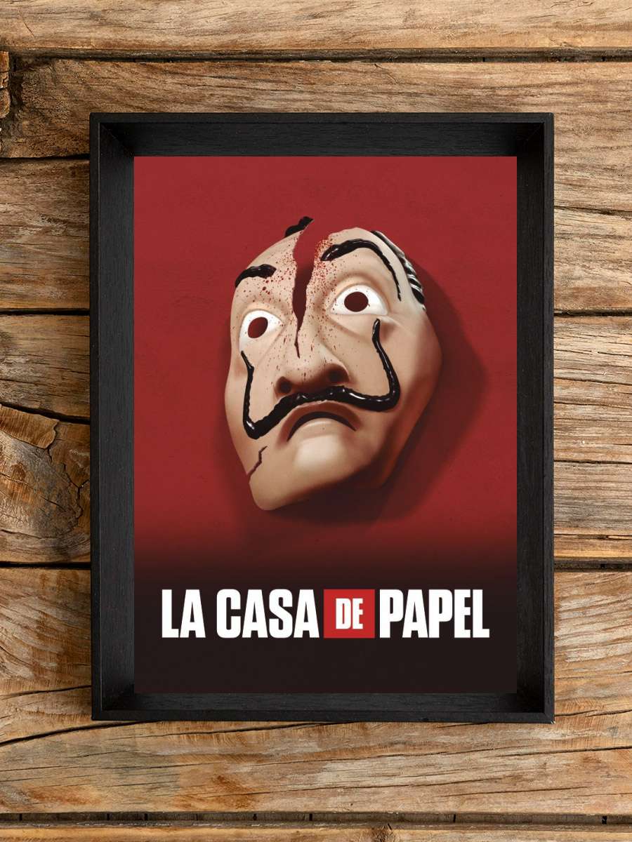 Money Heist - Mask Film Poster Tablo Siyah Çerçeveli Yüksek Kalite Film Duvar Tablo