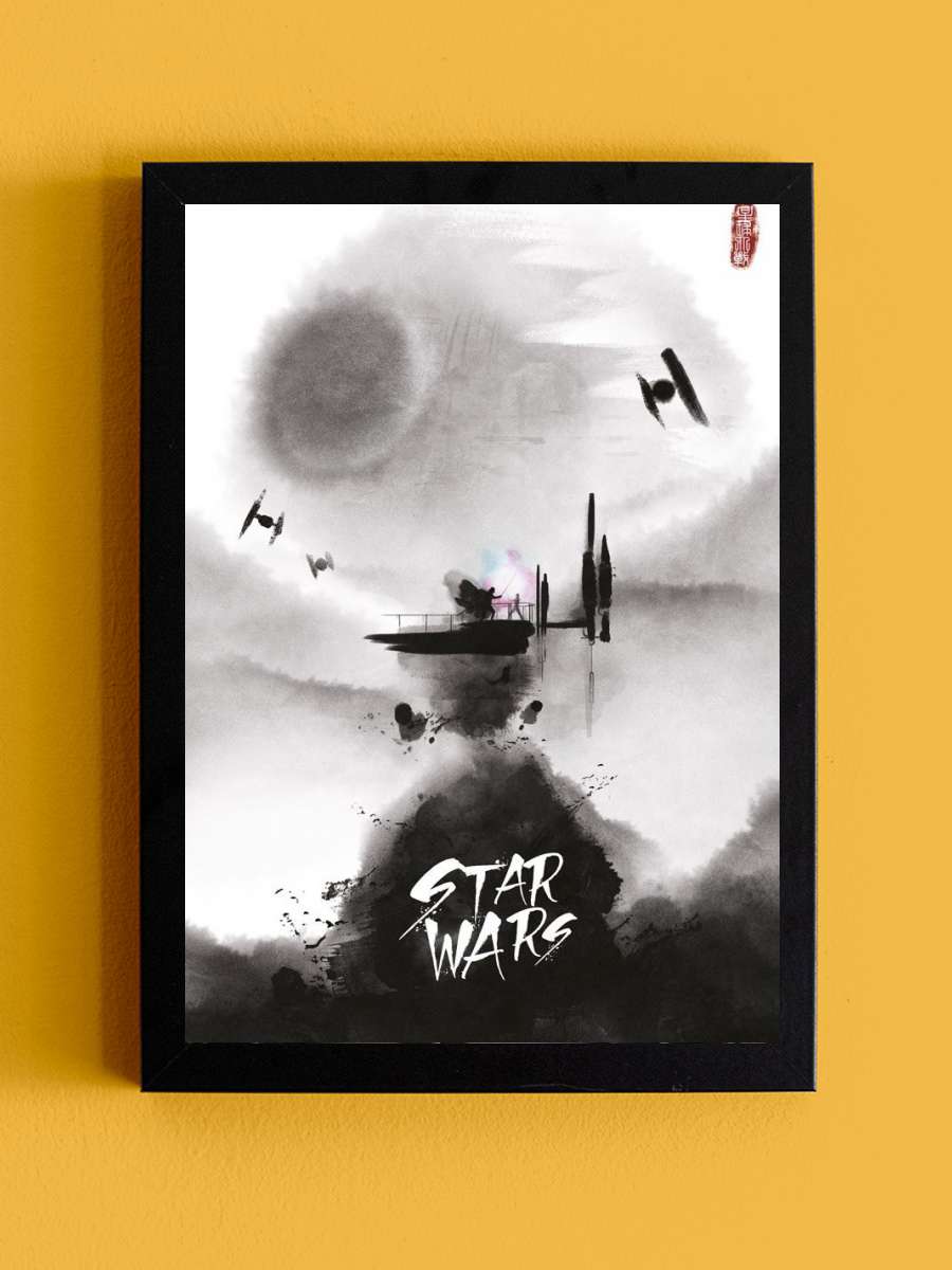 Star Wars - Ink Film Poster Tablo Siyah Çerçeveli Yüksek Kalite Film Duvar Tablo