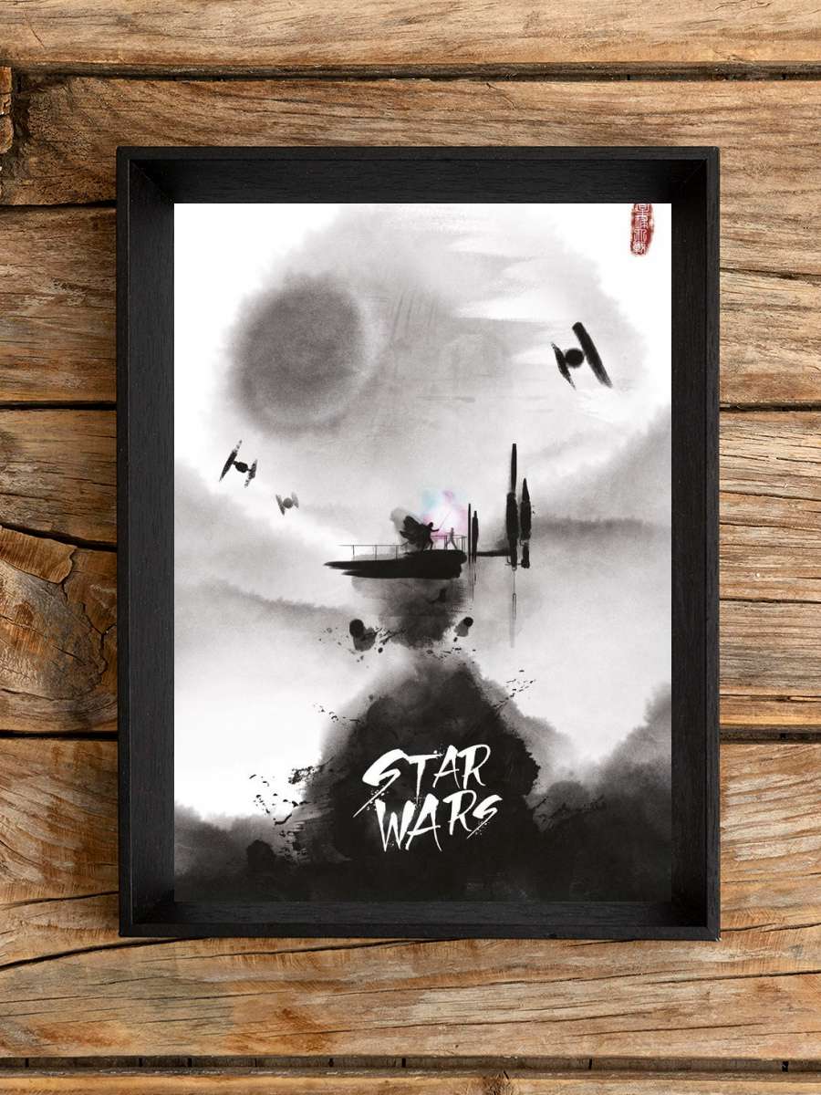 Star Wars - Ink Film Poster Tablo Siyah Çerçeveli Yüksek Kalite Film Duvar Tablo