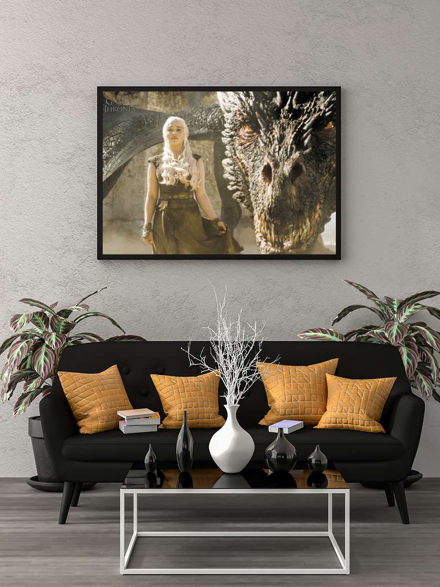 Game of Thrones - Mother of… Dragons Film Poster Tablo Siyah Çerçeveli Yüksek Kalite Film Duvar Tablo