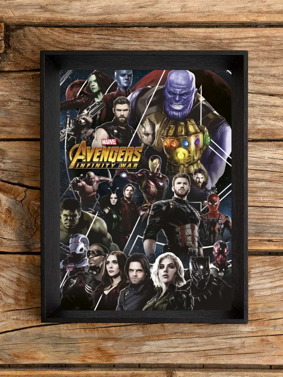 Avengers: Infinity War Film Poster Tablo Siyah Çerçeveli Yüksek Kalite Film Duvar Tablo