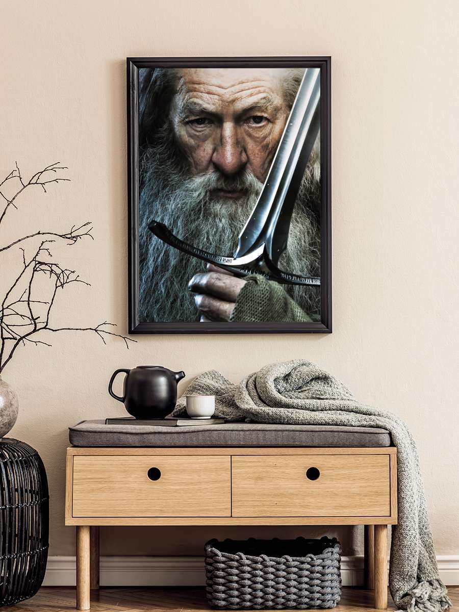 The Lord of the Rings - Gandalf and Glamdring Film Poster Tablo Siyah Çerçeveli Yüksek Kalite Film Duvar Tablo