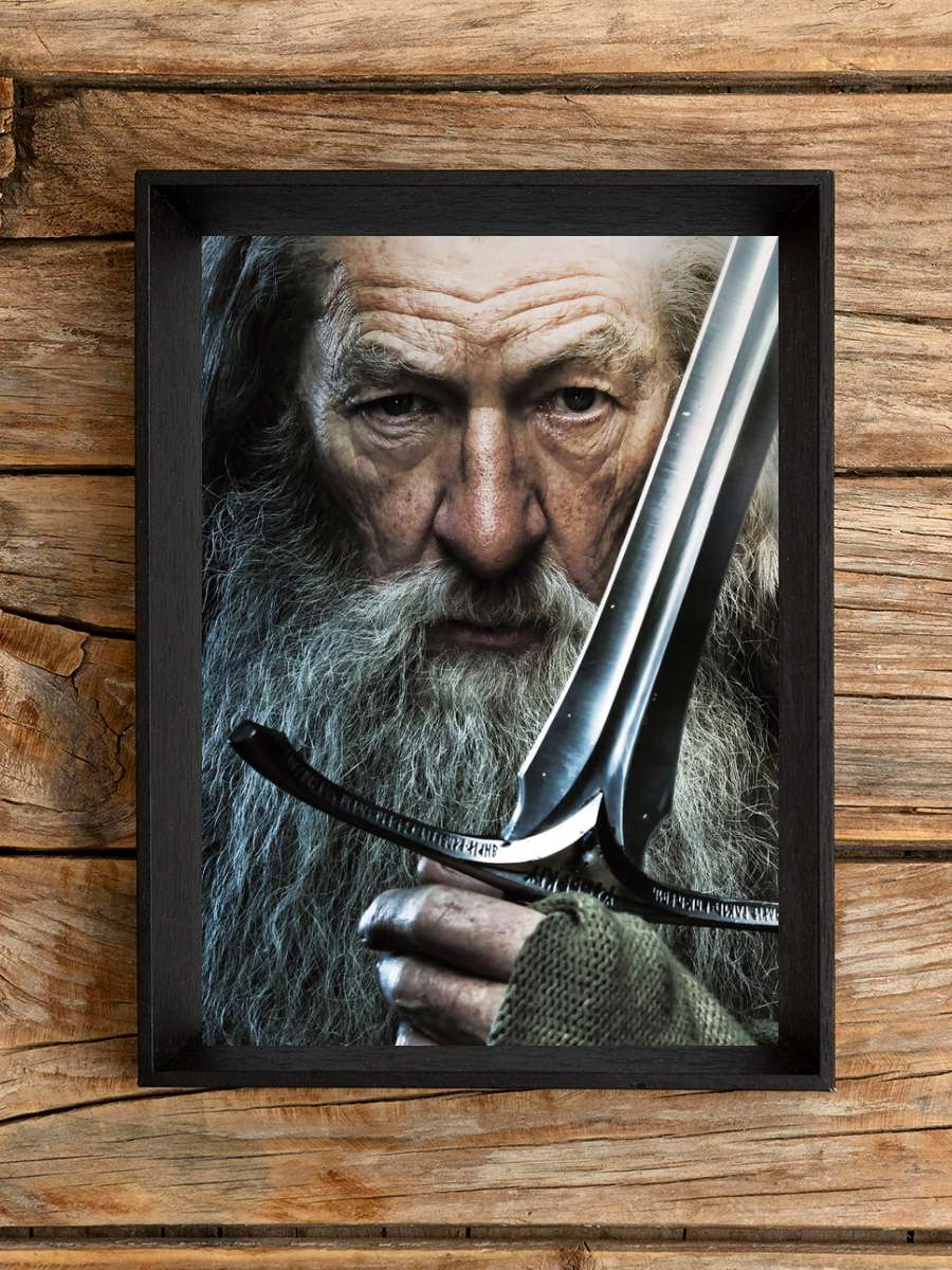 The Lord of the Rings - Gandalf and Glamdring Film Poster Tablo Siyah Çerçeveli Yüksek Kalite Film Duvar Tablo