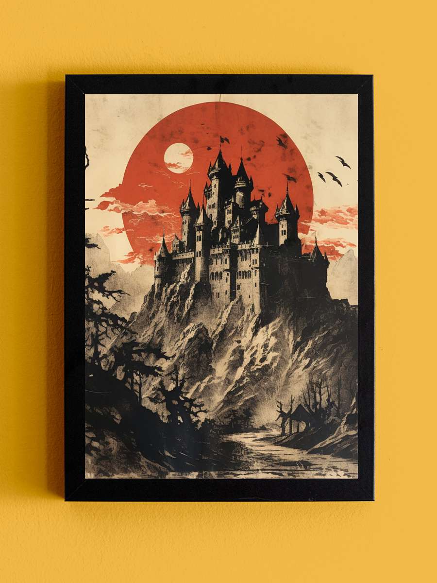 Dracula's Castle Poster,… Poster, Halloween Film Poster Tablo Siyah Çerçeveli Yüksek Kalite Film Duvar Tablo