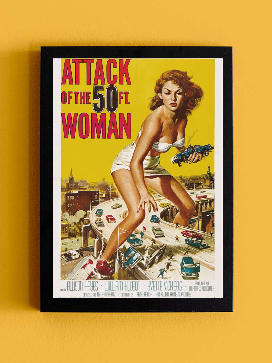 Attack of the 50ft Woman … (Vintage Cinema / Retro Movie… Film Poster Tablo Siyah Çerçeveli Yüksek Kalite Film Duvar Tablo