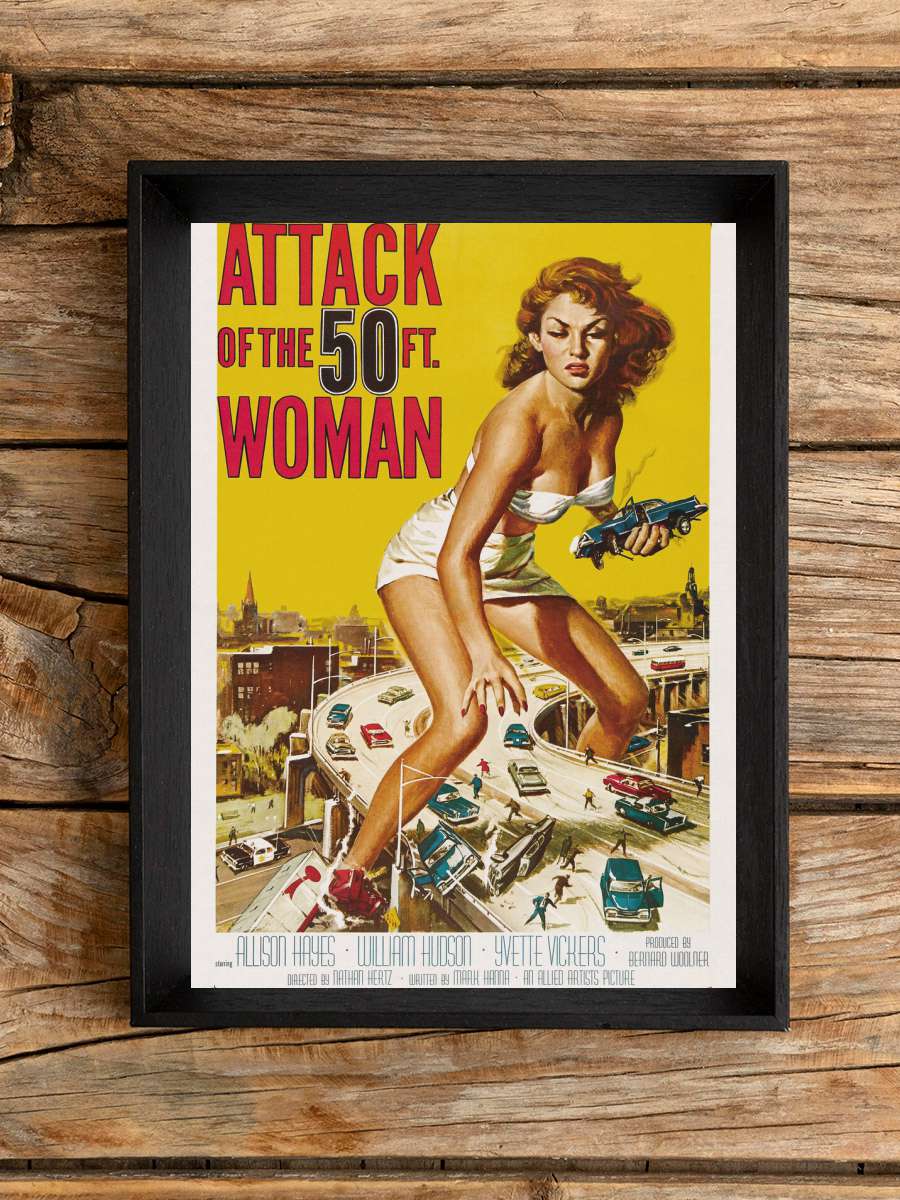 Attack of the 50ft Woman … (Vintage Cinema / Retro Movie… Film Poster Tablo Siyah Çerçeveli Yüksek Kalite Film Duvar Tablo