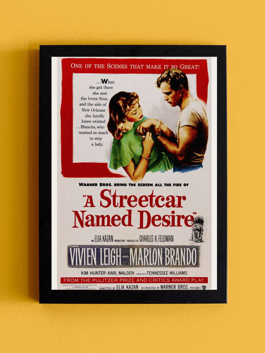 A Streetcar Named Desire /… / Marlon Brando (Retro Movie) Film Poster Tablo Siyah Çerçeveli Yüksek Kalite Film Duvar Tablo