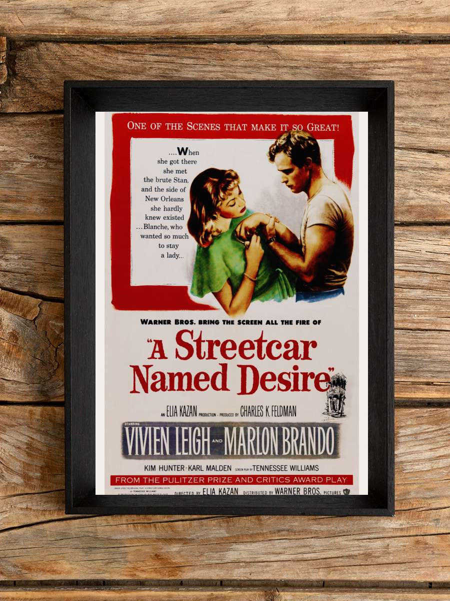 A Streetcar Named Desire /… / Marlon Brando (Retro Movie) Film Poster Tablo Siyah Çerçeveli Yüksek Kalite Film Duvar Tablo